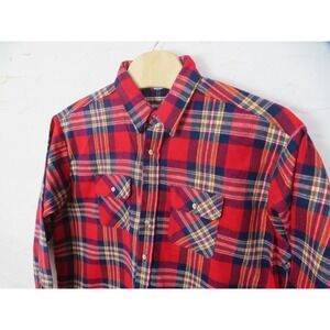 Vintage Five Brother Flannel Shirt Mens 3XL Red Plaid USA Union Made 90s Heavy